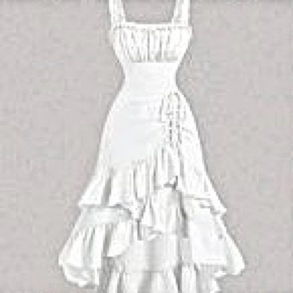 🆕Elegant White Ruffled Dress. Size L. NWT.